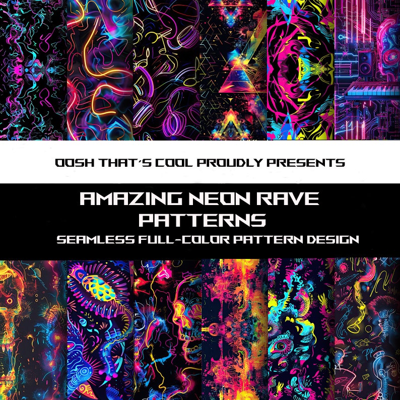 Rave Pattern Neon Rave Seamless Pattern Designs (JPG, PNG, SVG Digital Download) - Etsy