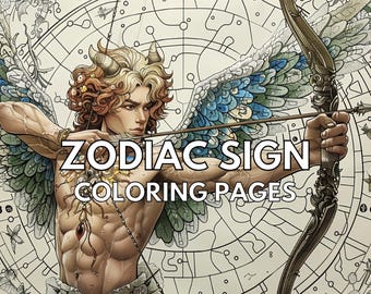 Zodiac Signs Coloring Book: 12 Printable Astrology Pages (PNG & PDF)