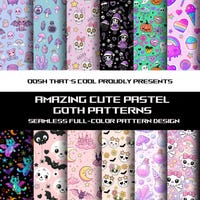 Pastel Gothic Digital Paper, Seamless Skulls, Florals (digital Download ...