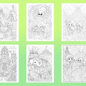Kawaii Fantasy Fellowship Coloring Book, Cute Hobbit-Style Adventure Coloring Pages, Instant Download PDF, Printable Adult Coloring image 12