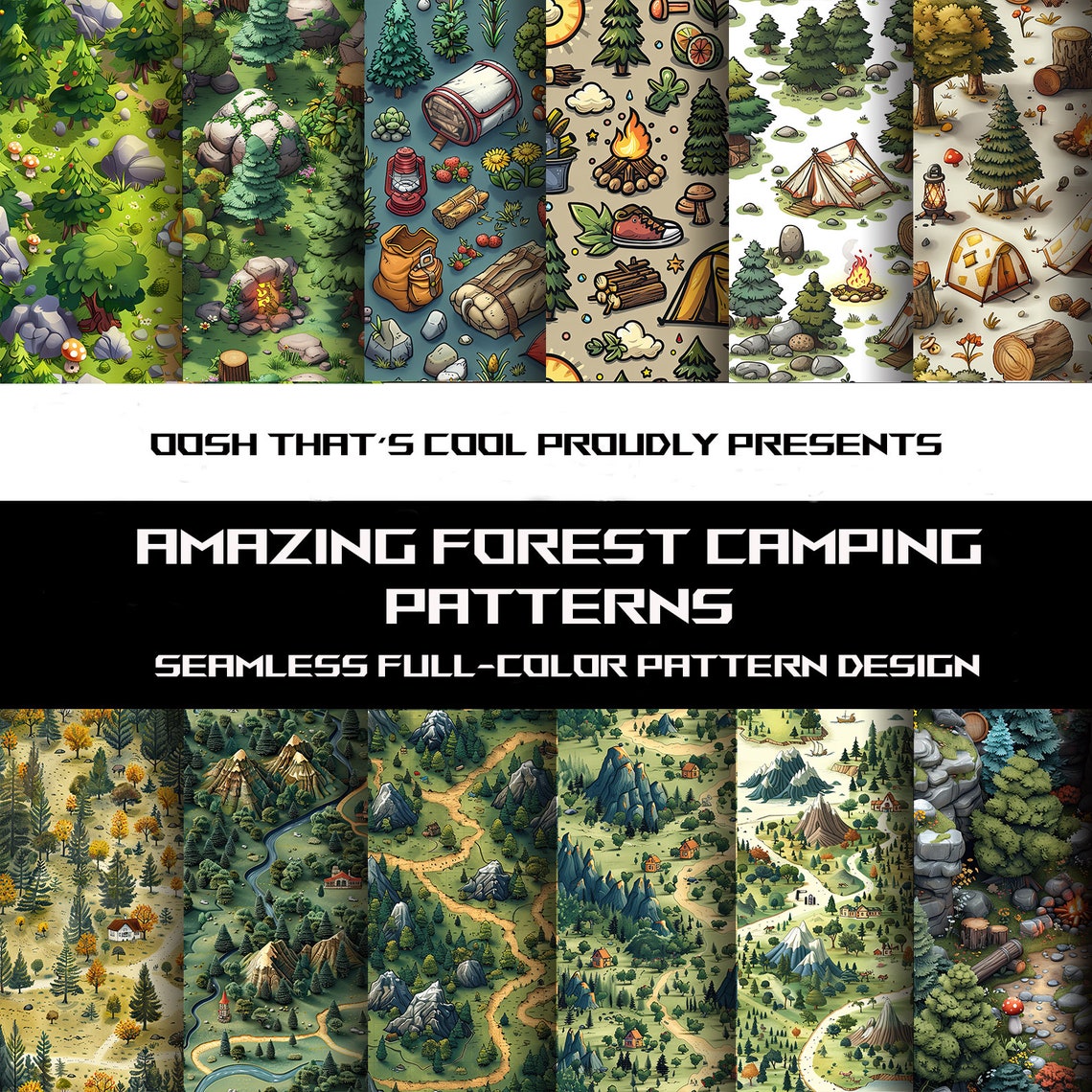 Forest Camping Seamless Pattern Designs (JPG, PNG, SVG) - Etsy