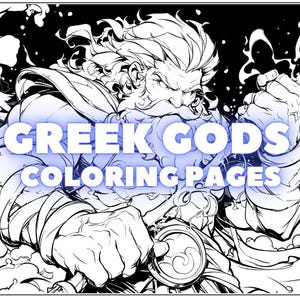 32 páginas para colorear de dioses griegos: 32 páginas para colorear, páginas para colorear para adultos y niños, descarga instantánea en formato PNG y PDF