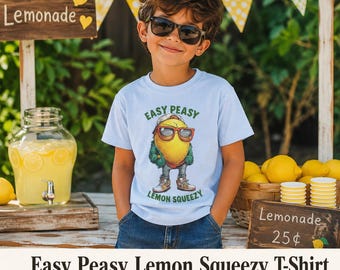 Easy Peasy Lemon Squeezy T-Shirt, Funny Lemon Character Graphic Tee, Cute Citrus Pun Shirt, Foodie Gift, Summer Novelty Apparel