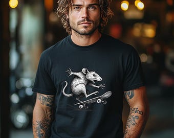 Vintage Skateboarding Rat Graphic Tee: Retro Skater Streetwear