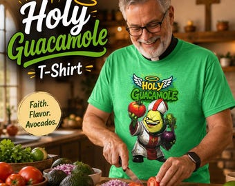 Holy Guacamole T-Shirt, Funny Avocado Priest Graphic Tee, Foodie Pun Shirt, Mexican Food Lover Gift, Novelty Kitchen Apparel