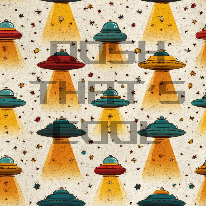 Retro UFO Seamless Patterns: 12 .jpg, .png, .svg Designs (digital ...