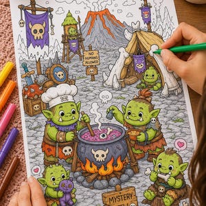 Kawaii Fantasy Fellowship Coloring Book, Cute Hobbit-Style Adventure Coloring Pages, Instant Download PDF, Printable Adult Coloring image 8