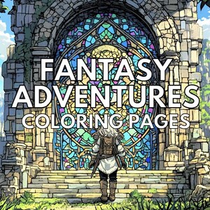 28 Fantasy Adventure Coloring Book, Magical Landscapes Coloring Pages, Instant Download Printable PDF, Adult Coloring, Fantasy Lover Gift
