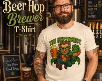 Camiseta de cervecero con lúpulo, regalo divertido para amantes de la cerveza artesanal, camiseta para papá cervecero casero con IPA, camiseta para el Día del Padre o cumpleaños en una cervecería.