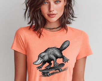 Platypus Skateboard T-Shirt: Vintage Style Cotton Graphic Tee