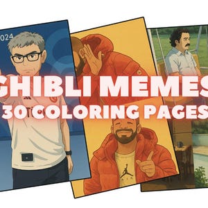 30 Ghibli Meme Coloring Pages: 30 Coloring Pages, Coloring Pages for Adults + Kids, PNG & PDF Instant Download