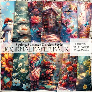 Junk Journal | Spring/Summer Garden Style | Journal Pages | Card Making | Tag Creation | Paper Pack | Digital Paper | Scrapbook Paper