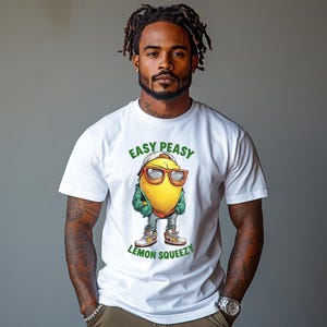 Lustige Zitrone Easy Peasy Unisex Softstyle T-Shirt, Lustiges Zitronen T-Shirt, Zitronen-Liebhaber-Shirt, Zitronen-Grafik-T-Shirt, lustiges Frucht-Shirt