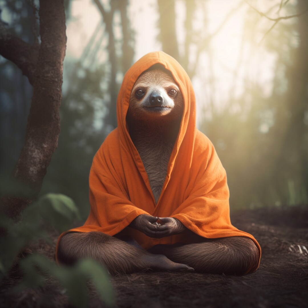 Set of 2 Zen Sloth Digital Art Cute Sloth Meditation Sloth - Etsy