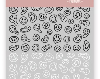 Acid Face Nail Art Stickers * Melted Smiley Face * Happy Nail Sticker * Popular Nail Art