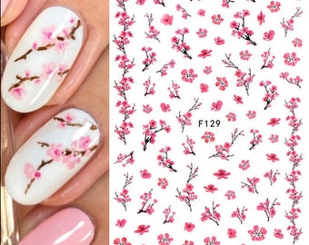 Cherry Blossom Nail Art Stickers Floral Nails Spring Summer Flowers Floral Fern Nails