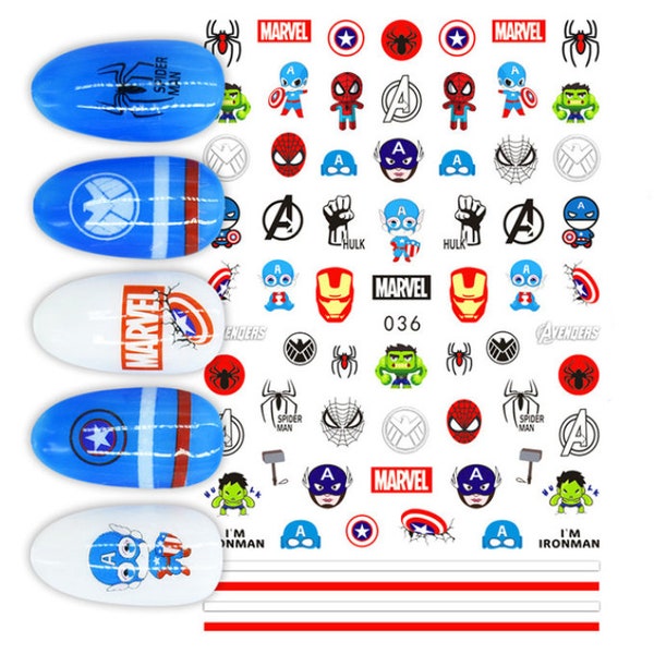 Marvel Avengers Nail Stickers Action Hero Comic Nail Art Superhero Nails