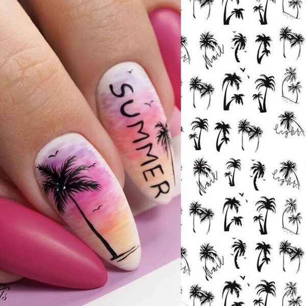 Palm Tree Nail Stickers Etsy
