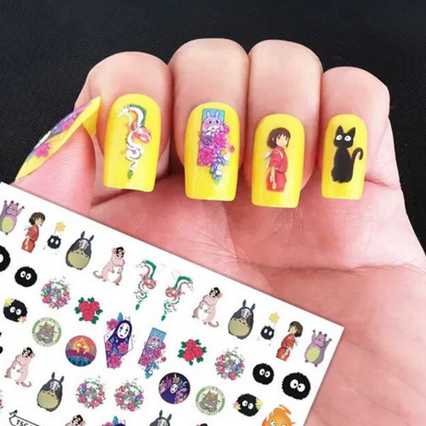 Spirited Away Nail Stickers - Studio Ghibli Nail Art - Chihiro Haku No Face Soot Sprites Jiji  - Self Adhesive Nail Stickers