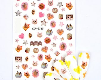 Cat Faces Nail Stickers - Cat Nail Art - Nail Art Stickers