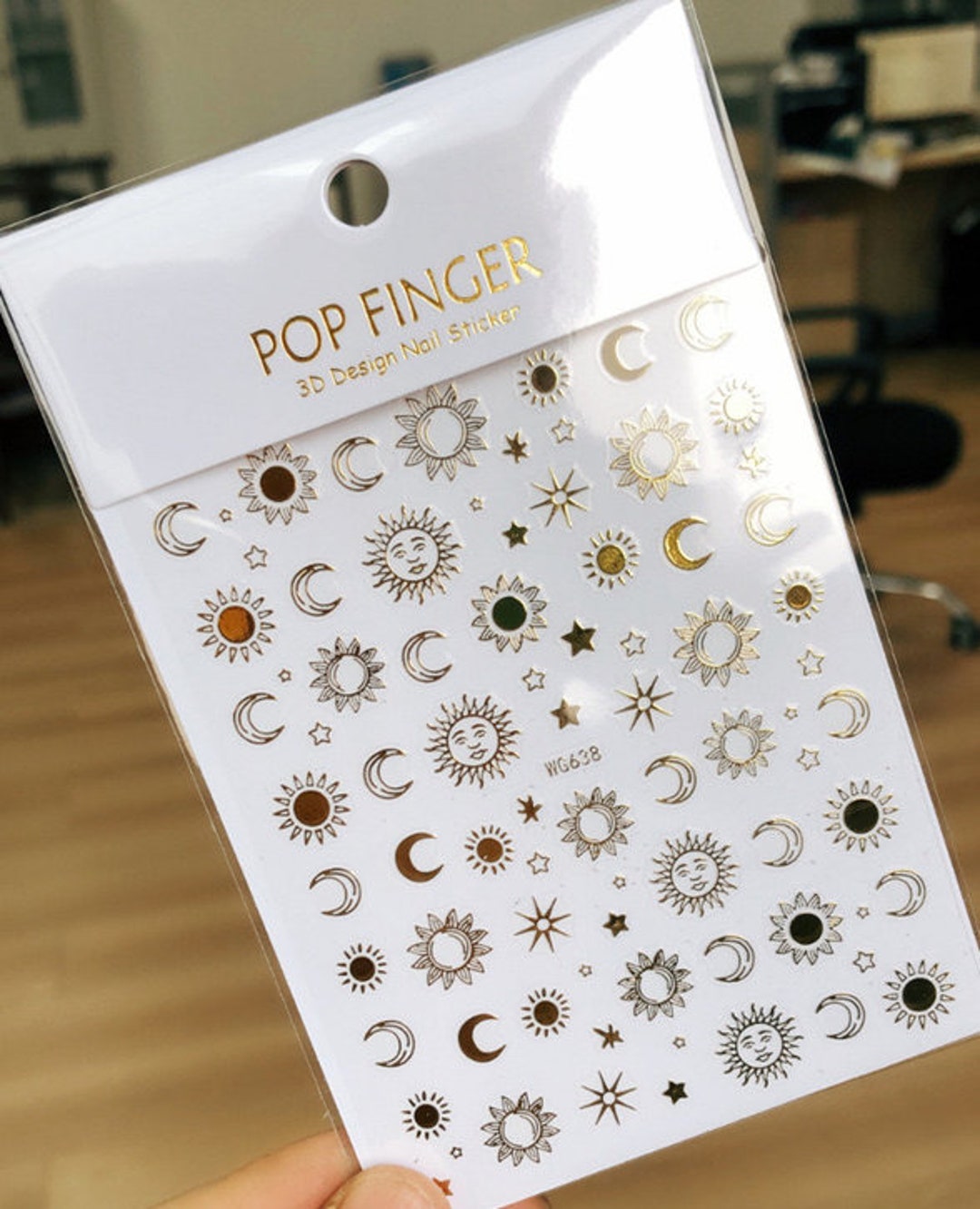 Gold Moon and Stars Nail Stickers Sun Moon Solar System Nail