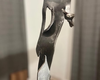 tall metal art sculpture, forged steel
