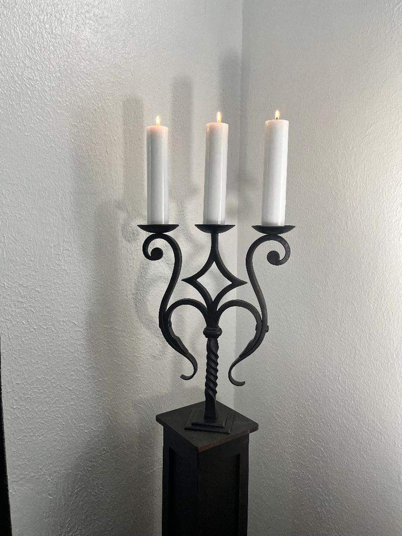 Wrought Iron Candlestick Holder Hand Made With Heavy Duty Etsy