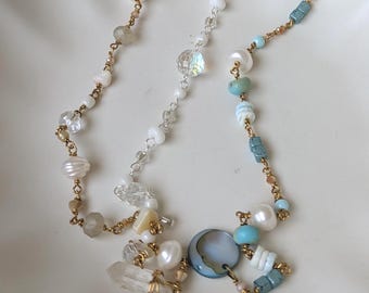 Handmade Wire Wrapped Hair Clip: Pearl & Crystal Mermaid Jewelry