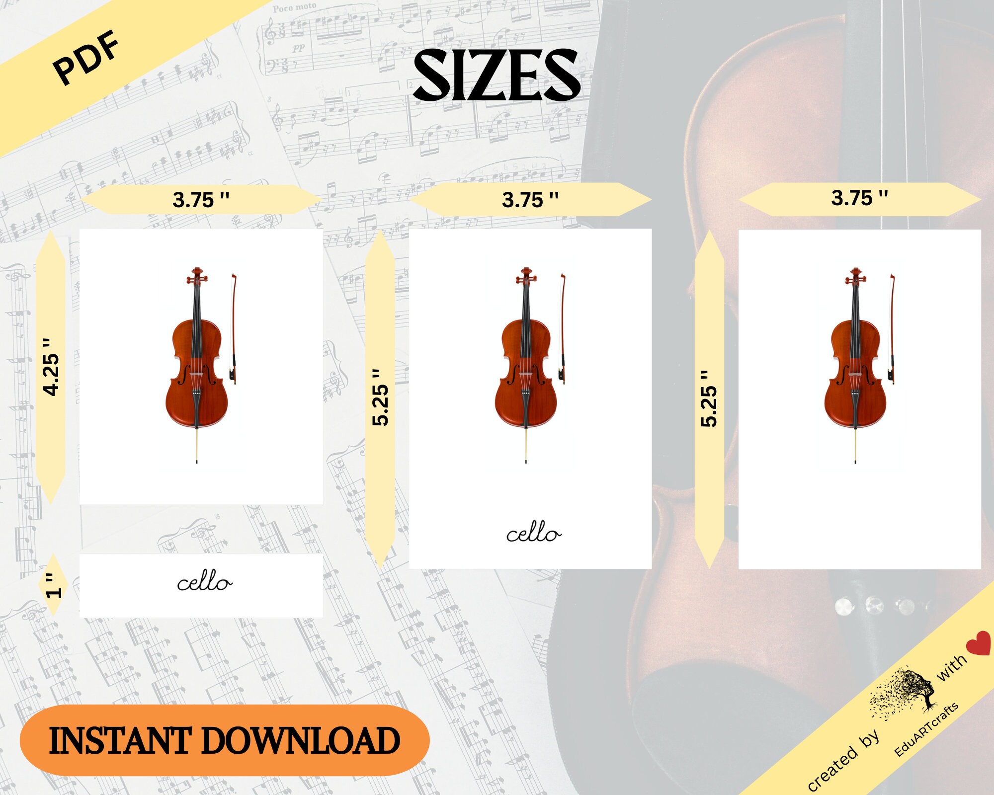 BOWED STRING INSTRUMENTS | Nomenclature / 3-part Cards • Printable ...