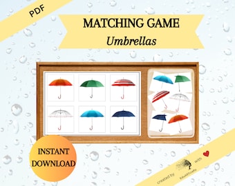 MATCHING GAME - Umbrellas • Printable Activity for Kids • Toddlers and Preschoolers • Montessori Inspired