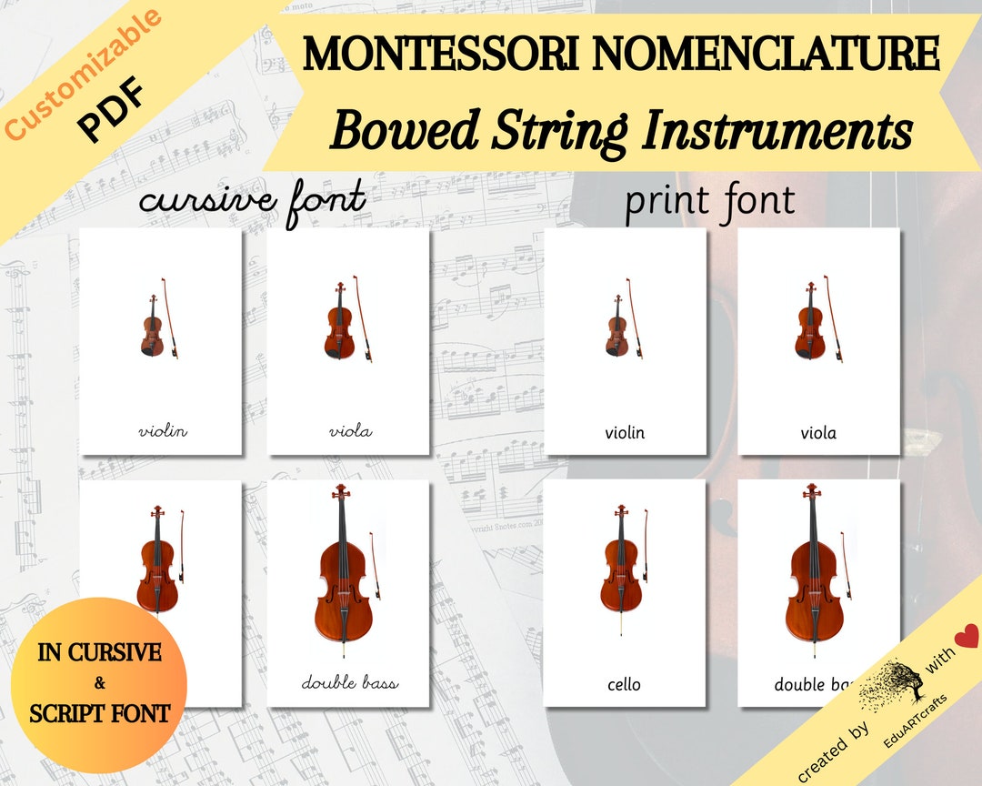 BOWED STRING INSTRUMENTS | Nomenclature / 3-part Cards • Printable ...