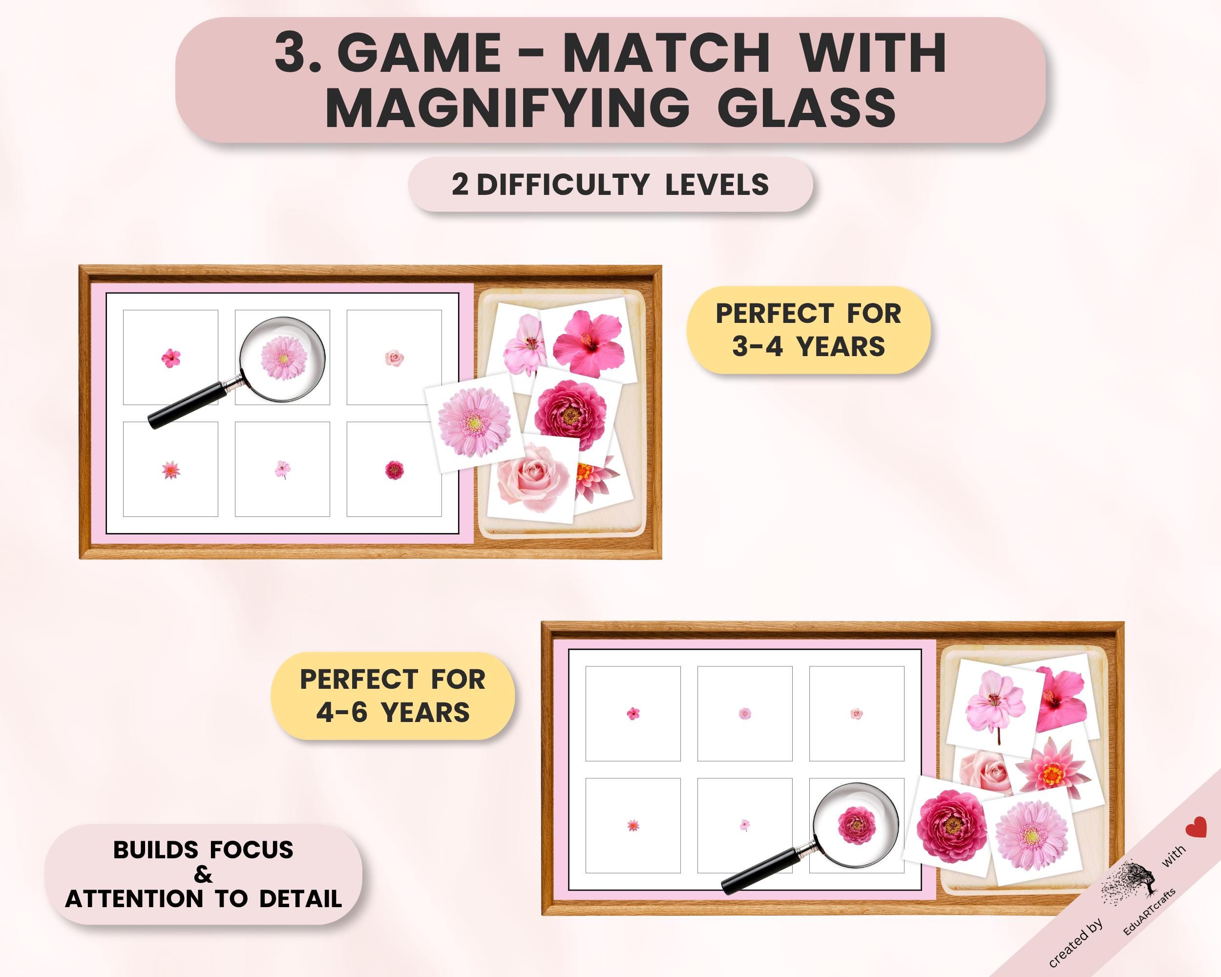 Montessori Pink Flower Matching Cards • Printable Learning Activity ...