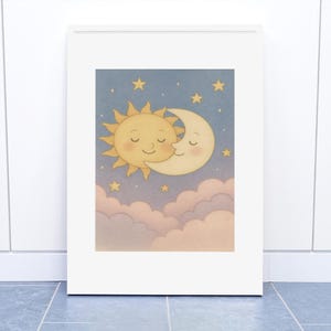 Sun and Moon Embrace | Celestial Nursery Printable Wall Art