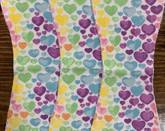 3 piece pastel heart burp cloth set