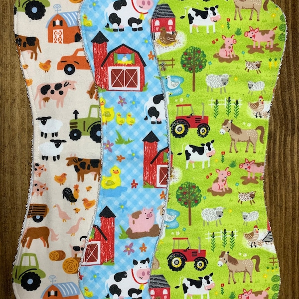 3 piece farm burp cloth set