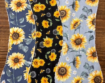 3 piece Sunflower burp cloth set