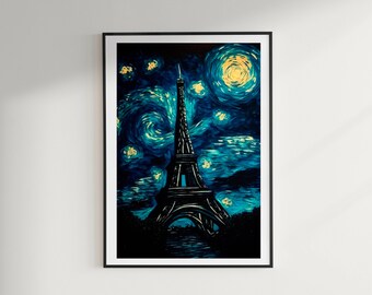 Eiffel Tower Starry Sites Digital Print