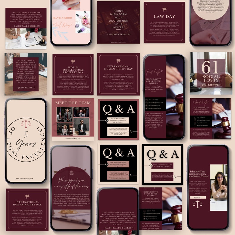 Law Firms On Instagram, Law Firm Instagram Template, Law Firm Social Media, Law Firm Instagram, Instagram For Law Firms, Law Firm Marketing, Law Firm Canva Template, Law Office Social Media,