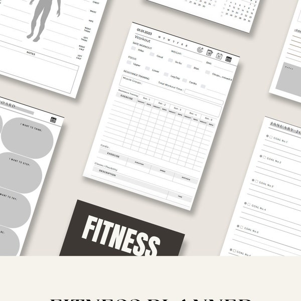 reMarkable 2 Template | UPDATED 2024 Fitness Notebook | Workout Planner | Exercise Journal | Hyperlinked | e-ink | Measurement Tracker