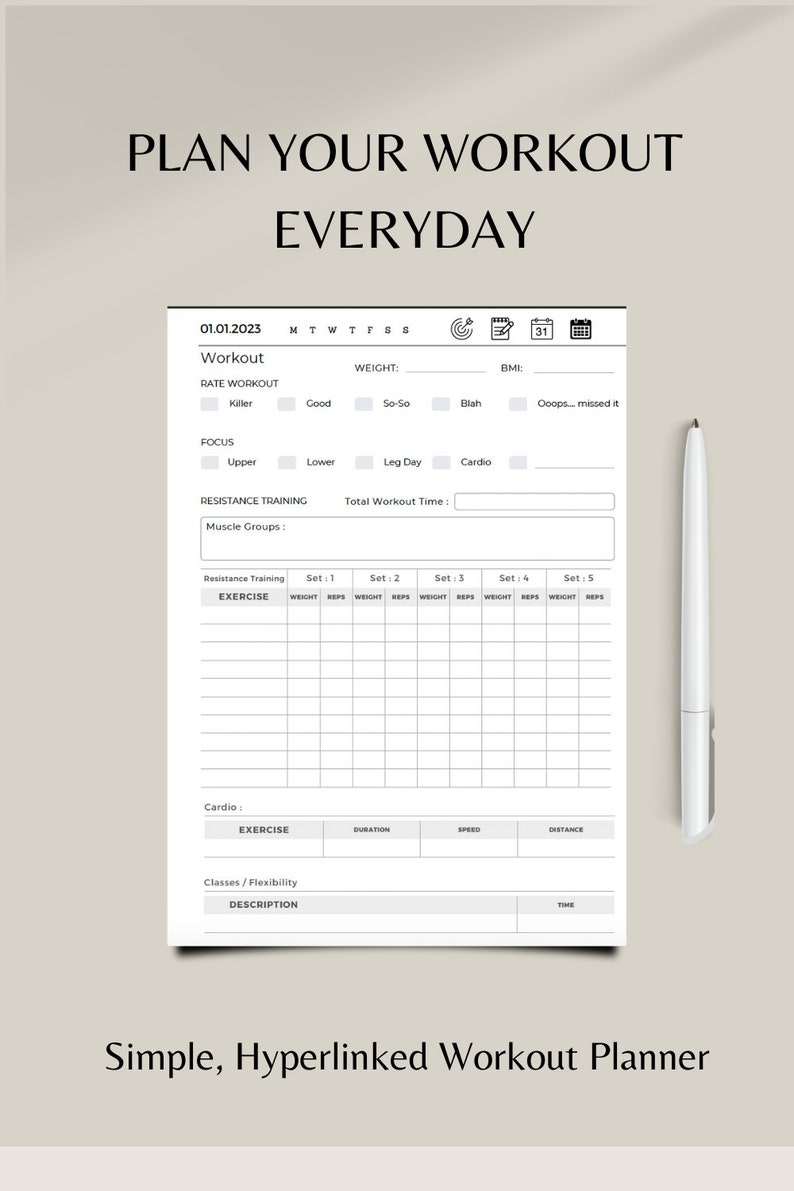 Remarkable 2 Template UPDATED 2024 Fitness Notebook Workout Planner
