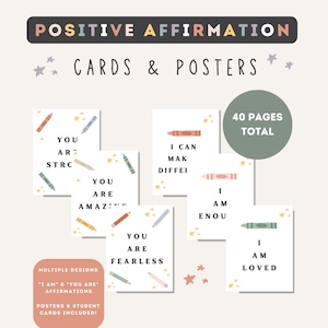 Positive Affirmation Posters Affirmation Cards for Kids School Affirmation Poster Self Care Printable