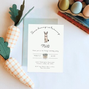 CUSTOM &amp; PRINTABLE Bunny Birthday Invitation Editable Invite - Etsy