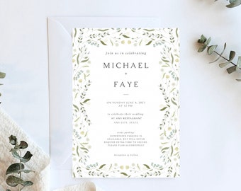 Wedding Invitation Floral Wedding Invites Modern Wedding Customizable Invitations Instant Download Invitations Printable Wedding Invites