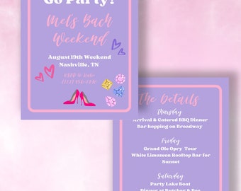 Invitation Bachelorette Invite Lets Party Bachelorette Invitation Girly Digital Download Bach Party Invite