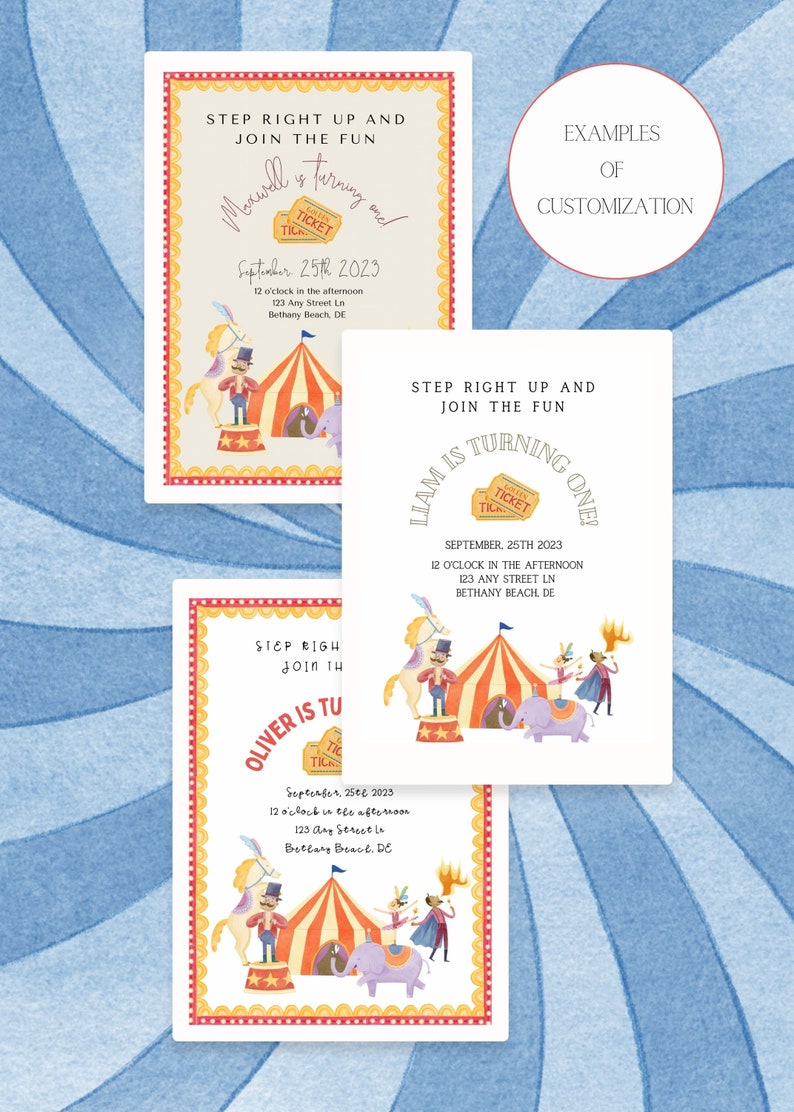 Invitation Circus Birthday Kids Party Invitation Invite Editable Instand Download image 2