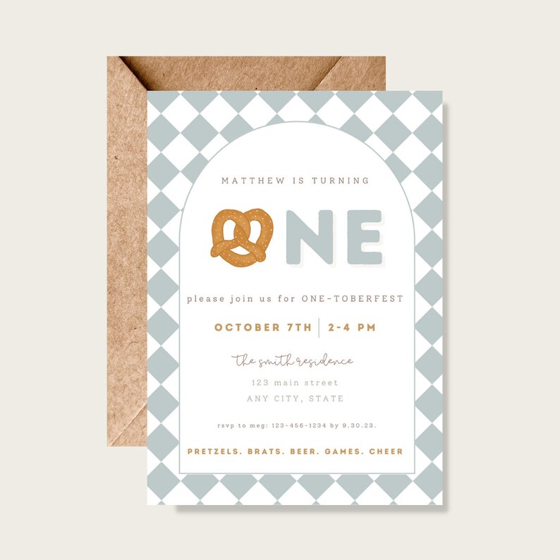 Octoberfest Party Invitation Birthday October Invitation Onetoberfest ...