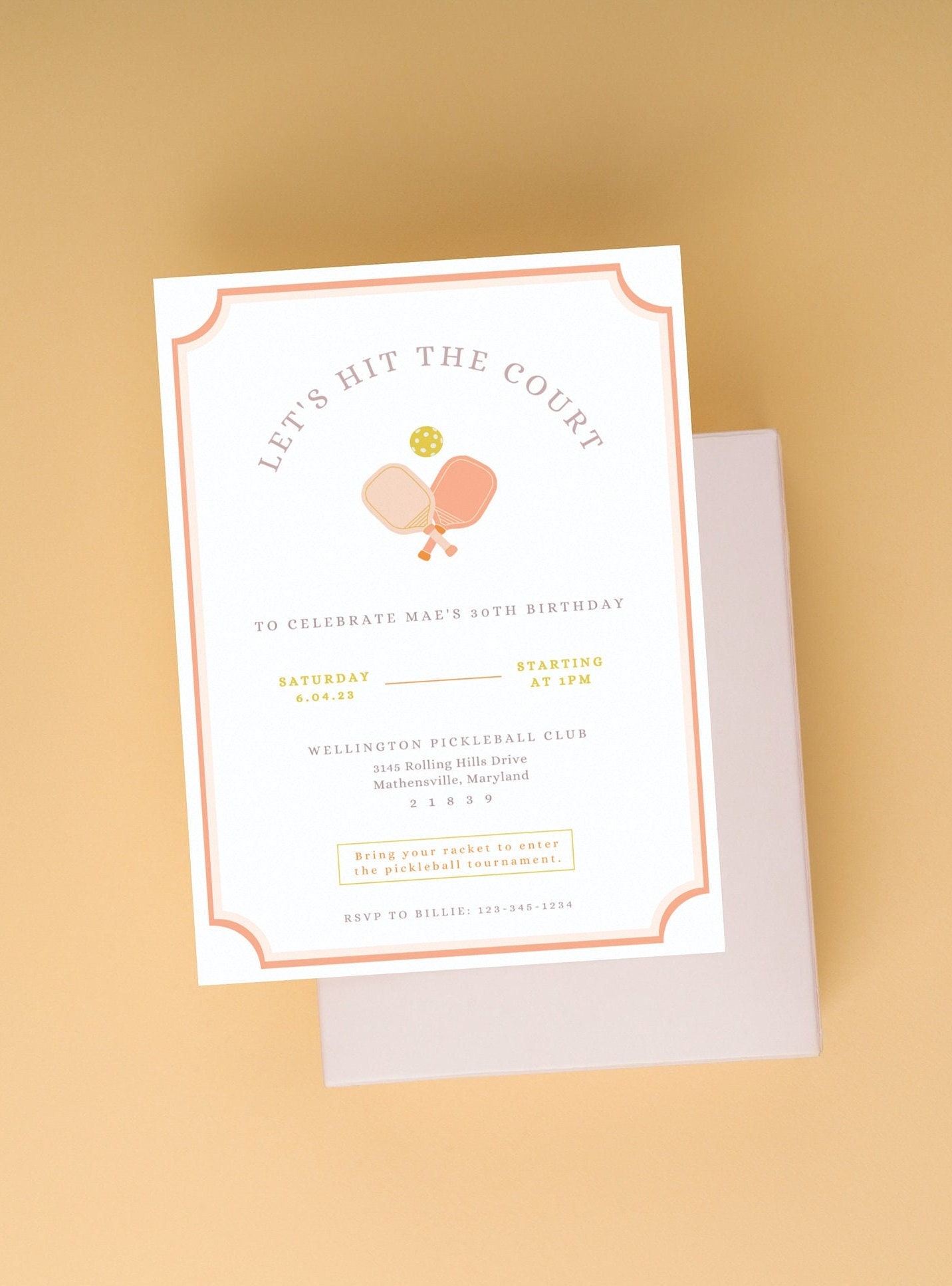 Invitation Pickleball Party Birthday Invitation Minimalistic Party Invite Printable Invitation Digital Party Invitation