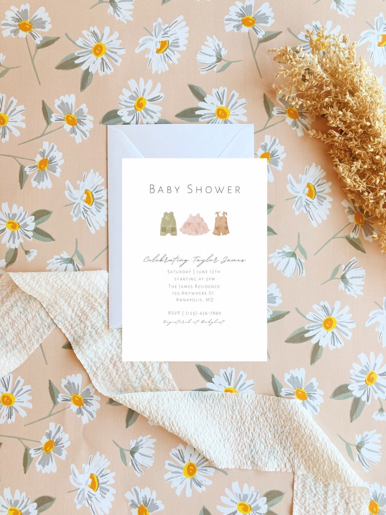 Invitation Baby Shower Invitation Simple Baby Shower Invite Unisex Editable Invite Shower Invite Digital Invite Printable image 1