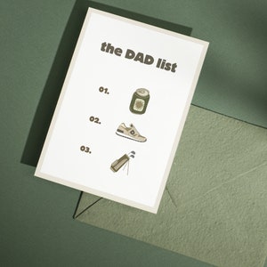 Greeting Card Dad List Card Father's Day Card Hand-Drawn Greeting Cards Printable Cards Download Fathers Day Card Beer