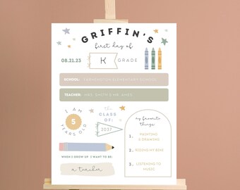 First Day of School Poster Back to School Poster Printable Simple Custom School Posters
